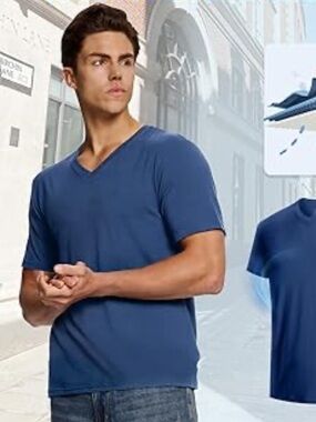 Xray Jeans Men's V-Neck Short Sleeve T-Shirt in Navy blue